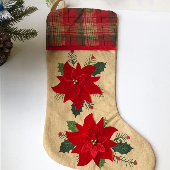 🎄3 Pieces 3D Merry Christmas Flowers 18” Stocking - Picture 11 of 15